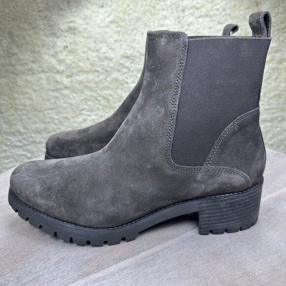 Joie Womens Size 9 Chelsea Army Boots Green Pull On Suede Lug Ankle Boots New - Picture 3 of 13